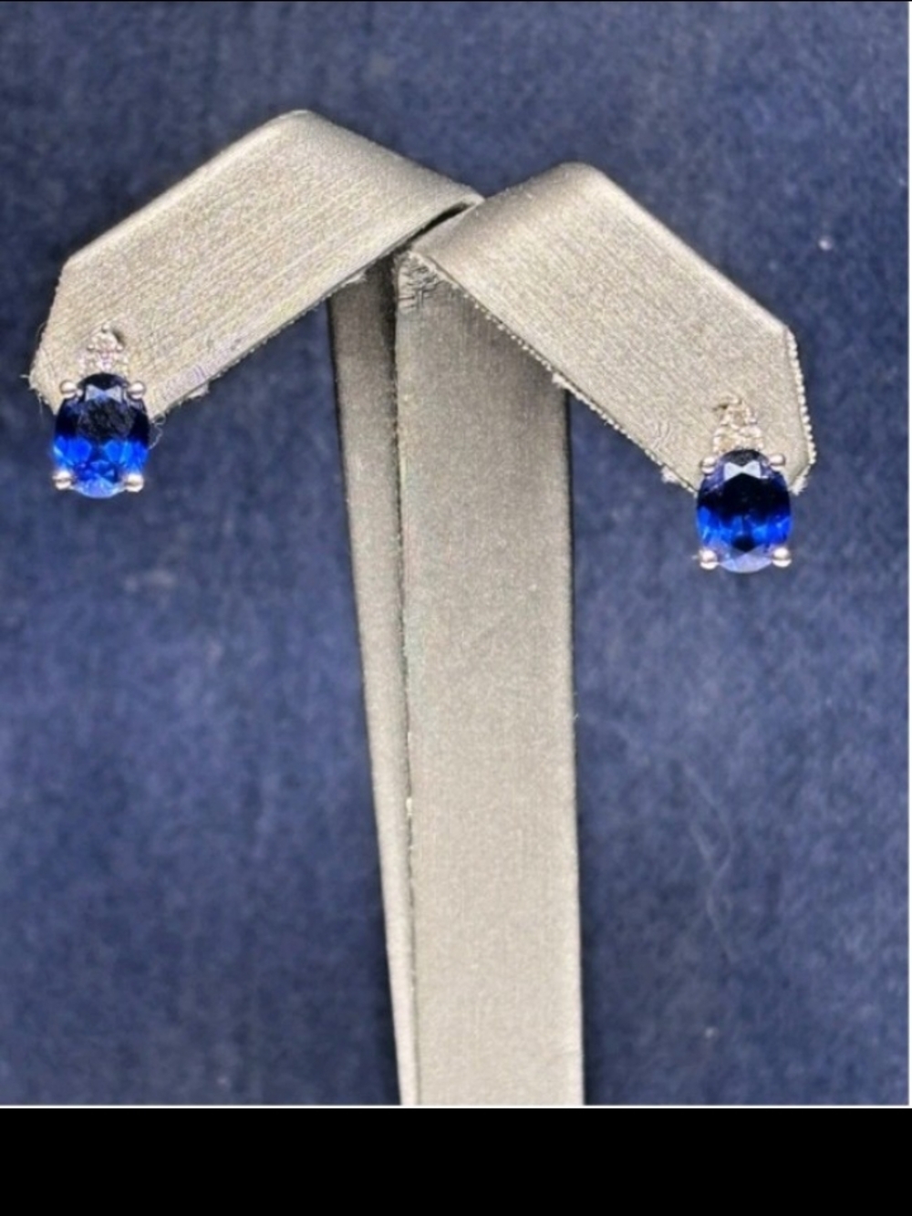Deep Blue Sapphire-Color Stud Earrings for Women